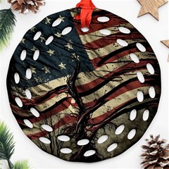 Flag Usa American Flag Round Filigree Ornament (two Sides) by uniart180623