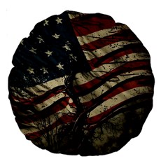 Flag Usa American Flag Large 18  Premium Round Cushions