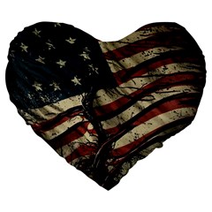 Flag Usa American Flag Large 19  Premium Heart Shape Cushions