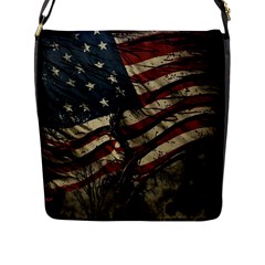 Flag Usa American Flag Flap Closure Messenger Bag (L)