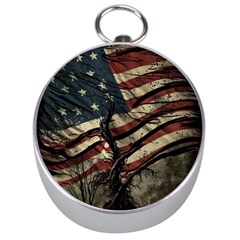 Flag Usa American Flag Silver Compasses