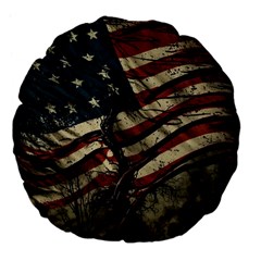 Flag Usa American Flag Large 18  Premium Flano Round Cushions