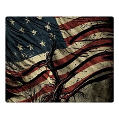 Flag Usa American Flag Two Sides Premium Plush Fleece Blanket (Large)