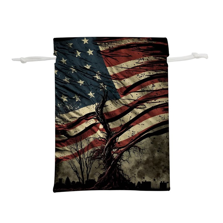 Flag Usa American Flag Lightweight Drawstring Pouch (L)