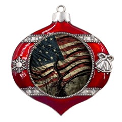 Flag Usa American Flag Metal Snowflake And Bell Red Ornament by uniart180623