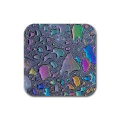 Glass Drops Rainbow Rubber Square Coaster (4 Pack) by uniart180623