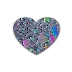 Glass Drops Rainbow Rubber Heart Coaster (4 Pack) by uniart180623