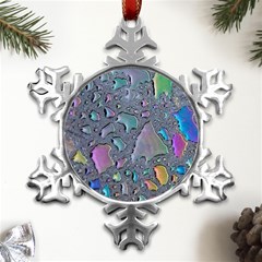 Glass Drops Rainbow Metal Small Snowflake Ornament by uniart180623