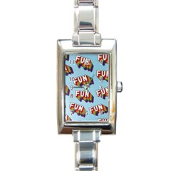 Fun Word Inscription Rainbow Pattern Rectangle Italian Charm Watch by uniart180623