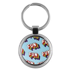 Fun Word Inscription Rainbow Pattern Key Chain (round) by uniart180623