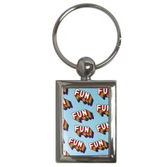 Fun Word Inscription Rainbow Pattern Key Chain (rectangle) by uniart180623