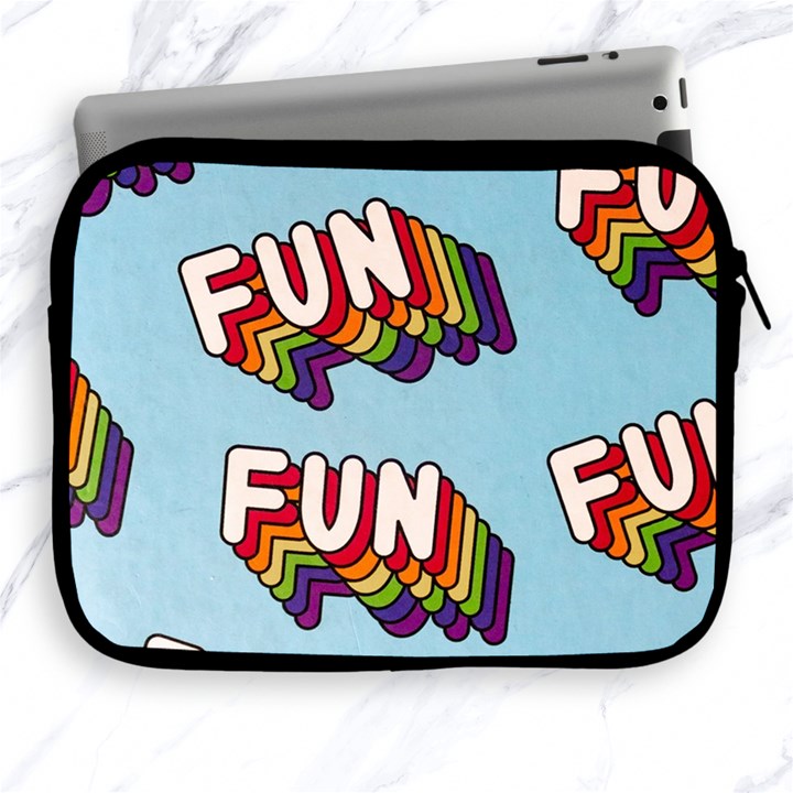 Fun Word Inscription Rainbow Pattern Apple iPad 2/3/4 Zipper Cases