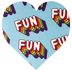 Fun Word Inscription Rainbow Pattern Wooden Puzzle Heart