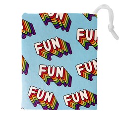 Fun Word Inscription Rainbow Pattern Drawstring Pouch (4XL)