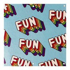 Fun Word Inscription Rainbow Pattern Banner and Sign 3  x 3 