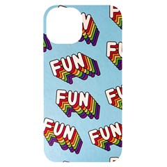 Fun Word Inscription Rainbow Pattern iPhone 14 Black UV Print Case