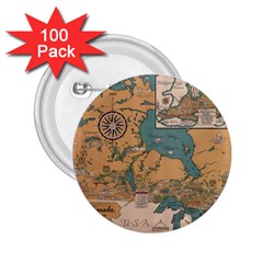 World Map Travel Pattern Architecture 2 25  Buttons (100 Pack)  by uniart180623