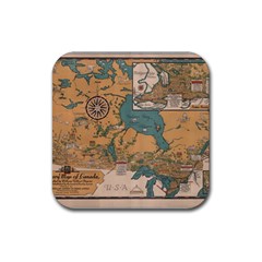 World Map Travel Pattern Architecture Rubber Coaster (square) by uniart180623