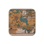 World Map Travel Pattern Architecture Rubber Square Coaster (4 pack) Front