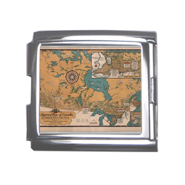 World Map Travel Pattern Architecture Mega Link Italian Charm (18mm)