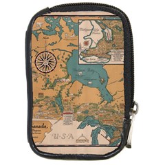 World Map Travel Pattern Architecture Compact Camera Leather Case by uniart180623