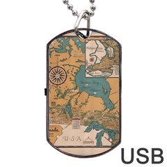 World Map Travel Pattern Architecture Dog Tag Usb Flash (one Side) by uniart180623