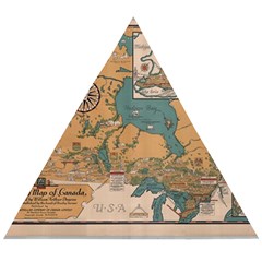 World Map Travel Pattern Architecture Wooden Puzzle Triangle by uniart180623