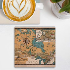 World Map Travel Pattern Architecture Uv Print Square Tile Coaster  by uniart180623