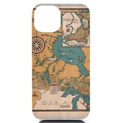 World Map Travel Pattern Architecture Iphone 14 Black Uv Print Case