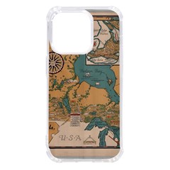 World Map Travel Pattern Architecture Iphone 14 Pro Tpu Uv Print Case