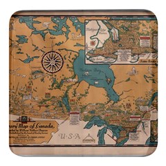 World Map Travel Pattern Architecture Square Glass Fridge Magnet (4 Pack)