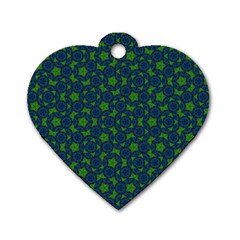 Green Patterns Lines Circles Texture Colorful Dog Tag Heart (two Sides) by uniart180623