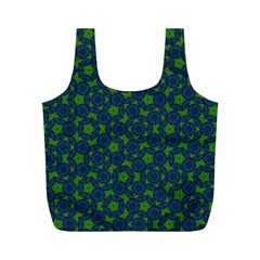 Green Patterns Lines Circles Texture Colorful Full Print Recycle Bag (m) by uniart180623