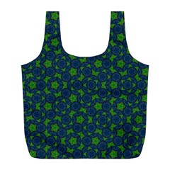 Green Patterns Lines Circles Texture Colorful Full Print Recycle Bag (l) by uniart180623