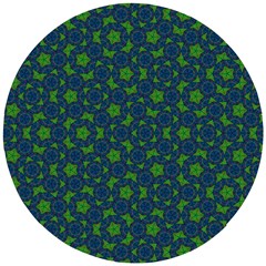 Green Patterns Lines Circles Texture Colorful Wooden Puzzle Round by uniart180623