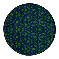 Green Patterns Lines Circles Texture Colorful Round Glass Fridge Magnet (4 Pack) by uniart180623