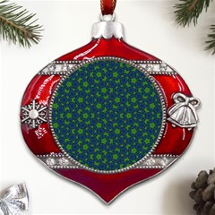 Green Patterns Lines Circles Texture Colorful Metal Snowflake And Bell Red Ornament