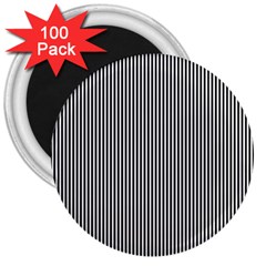 Stripe Line Pattern Black Lines 3  Magnets (100 pack)