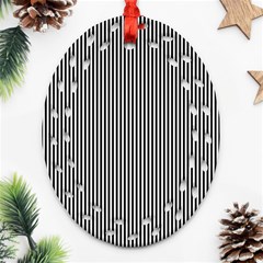 Stripe Line Pattern Black Lines Oval Filigree Ornament (Two Sides)