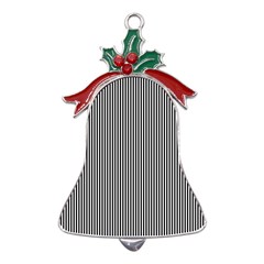 Stripe Line Pattern Black Lines Metal Holly Leaf Bell Ornament