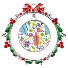 Flower Spring Metal X mas Wreath Ribbon Ornament