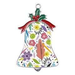 Flower Spring Metal Holly Leaf Bell Ornament