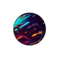 Night Sky Neon Spaceship Drawing Hat Clip Ball Marker (4 Pack) by Ravend