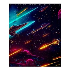 Night Sky Neon Spaceship Drawing Shower Curtain 60  X 72  (medium) 