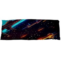 Night Sky Neon Spaceship Drawing Body Pillow Case (dakimakura) by Ravend