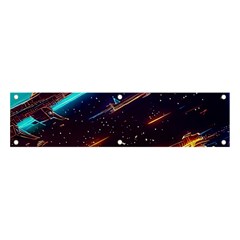 Night Sky Neon Spaceship Drawing Banner And Sign 4  X 1  by Ravend