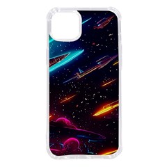 Night Sky Neon Spaceship Drawing Iphone 14 Plus Tpu Uv Print Case