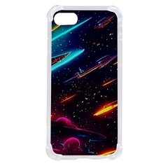 Night Sky Neon Spaceship Drawing Iphone Se by Ravend