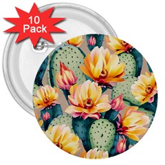 Prickly Pear Cactus Flower Plant 3  Buttons (10 Pack)  by Ravend