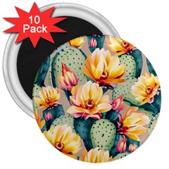 Prickly Pear Cactus Flower Plant 3  Magnets (10 Pack)  by Ravend